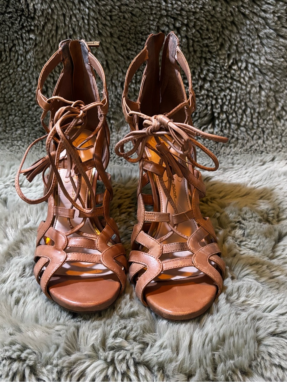 Women’s Lace-Up Strappy Heeled Sandals in Brown